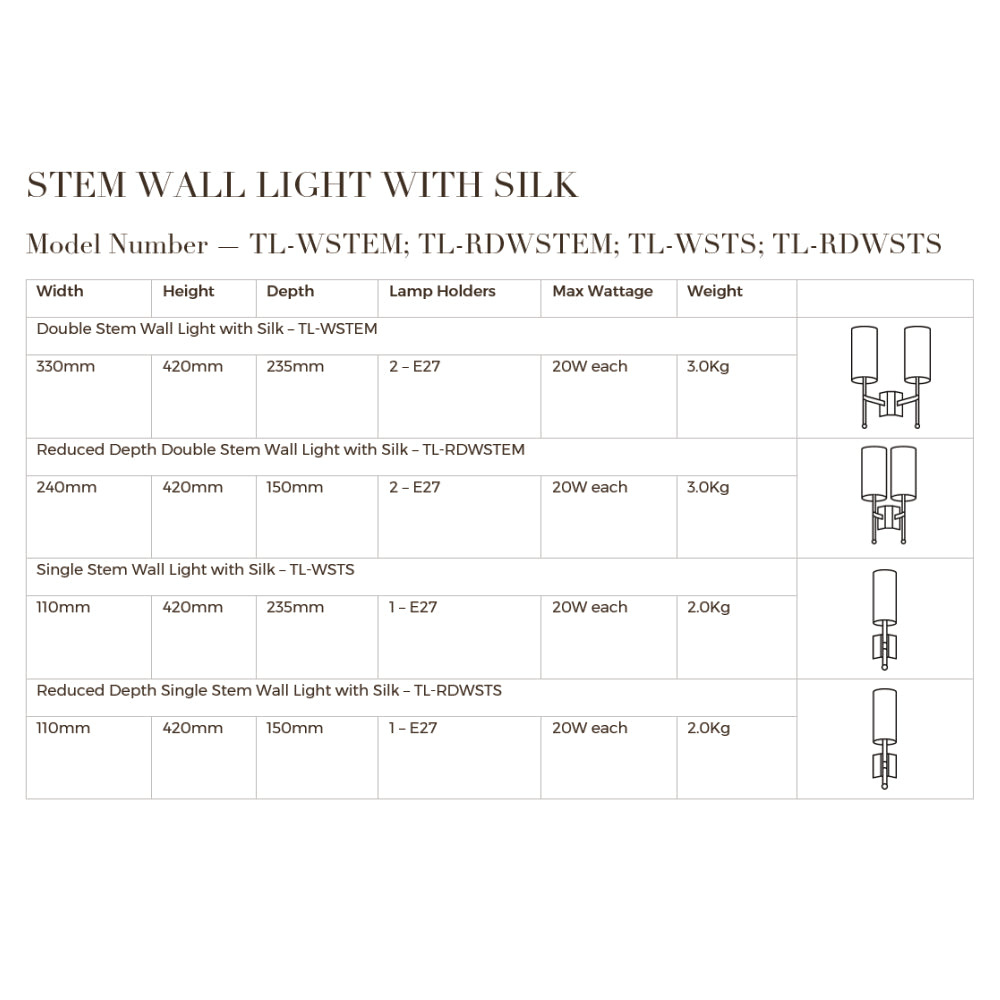 Single Stem Wall Light